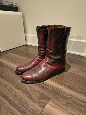Lucchese Classics L1598 Black Cherry Leather Cowboy Boots Men's 10 2E USA
